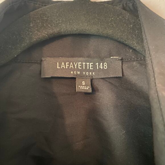 Lafayette 148 Black Translucent Long Sleeve Blouse Cotton Blend Women size Small - Picture 3 of 12